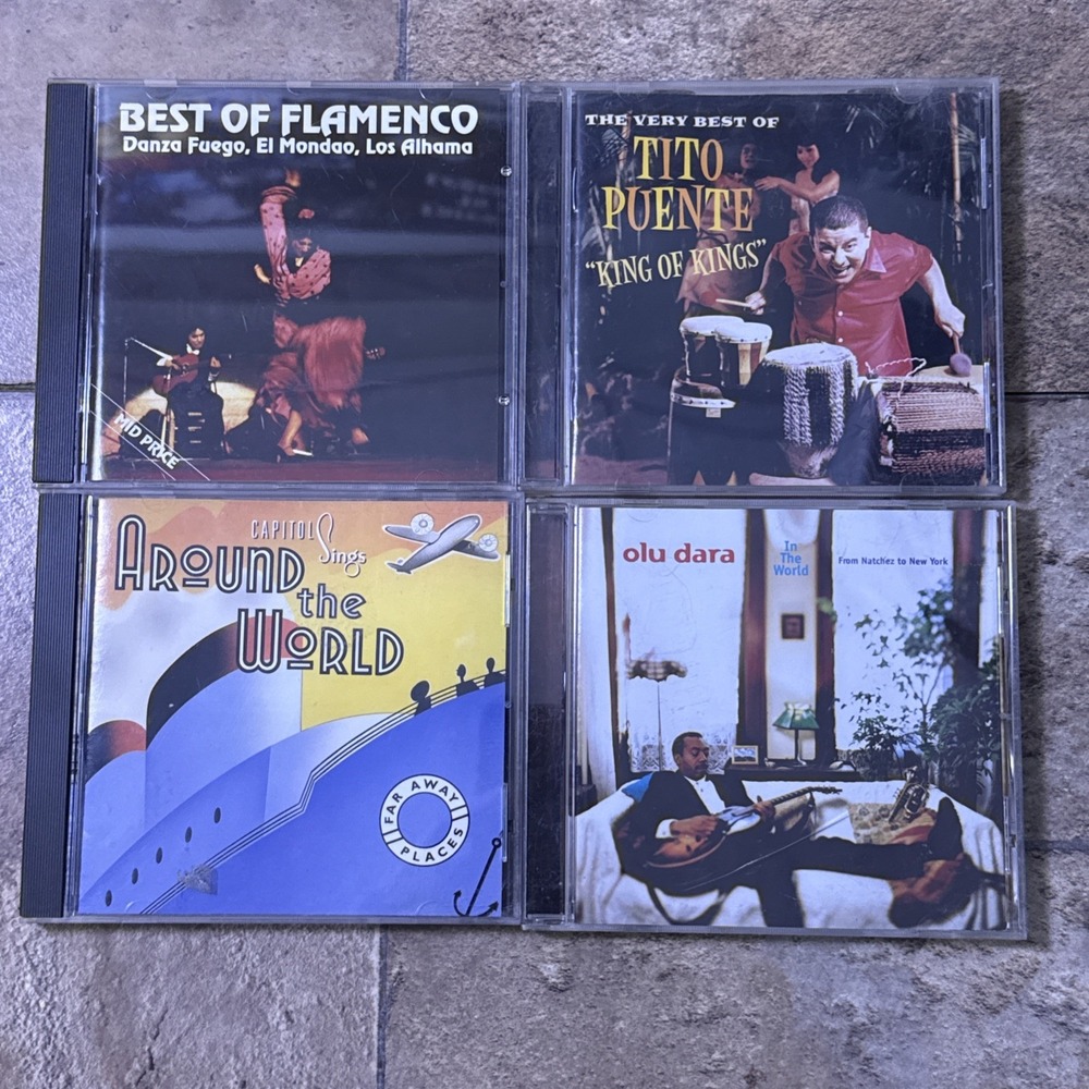 Lot 4 World Music Latin Jazz Flamenco CDs Tito Puente Olu Dara Around The World